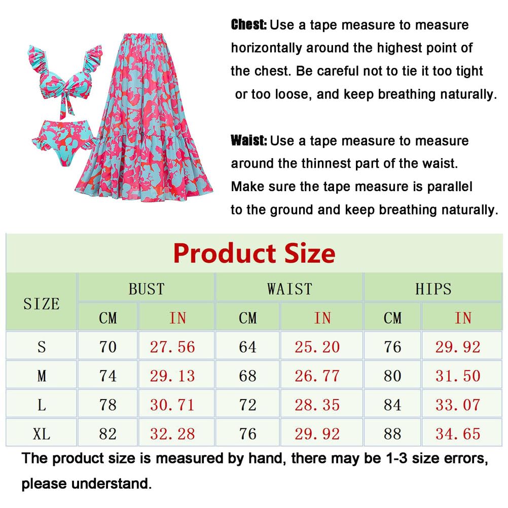 Donna Ruffle Trim Bikini Stampato Set Scollo a V Vita Alta Fondo Push Up Costume Da Bagno Beachwear