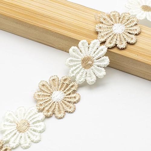 XCSJ 5 Yard 25mm Blumen Spitzenband Spitzenborte Stickerei Dekoband Zierband Borten Bänder Blumenband Gänseblümchen Dekoband Spitzen Spitzenborte Für Hochzeit Deko Handwerk Nähen Deko (Apricot) XCSJ 5 Yard 25mm Blumen Spitzenband Spitzenborte Stickerei Dekoband Zierband Borten Bänder Blumenband Gänseblümchen Dekoband Spitzen Spitzenborte Für Hochzeit Deko Handwerk Nähen Deko (Apricot)