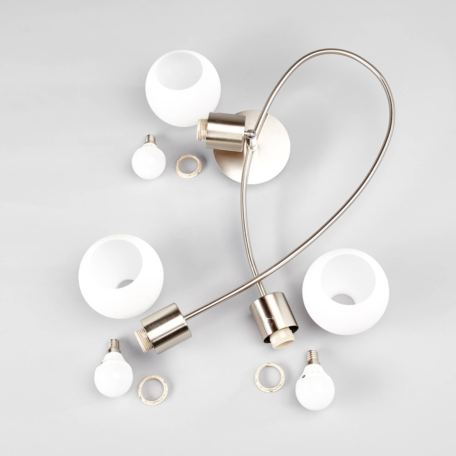 Lindby Deckenlampe Glas Metall nickel matt, Deckenstrahler Deckenleuchte 3x E14 max. 40W ohne Leuchtmittel Strahler Lampe Wohnzimmer Flurlampe