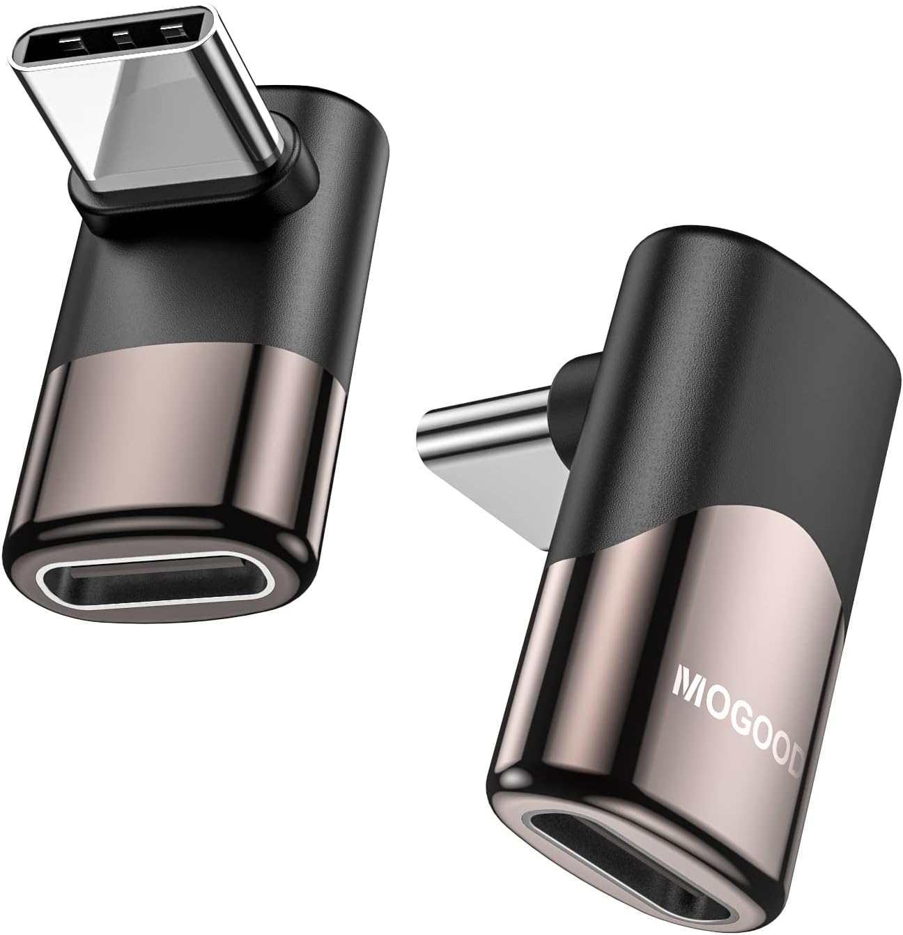 USB C 90 Degree Adapter (2 Pack), 100W USB C Male to Female Adapter, Right Angle Thunderbolt 4/3 10Gbps Connector for MacBook Pro, Nintendo Switch, Steam Deck