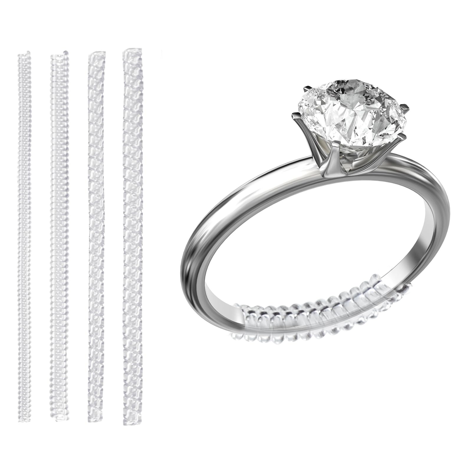 SmartMasterRing Size Adjuster for Loose Rings 8pcs, Ring Tightener for Loose Rings Invisible Ring Fitters for Rings Too Big Ring Size Reducer Ring Insert for Ring Adjuster Smaller Transparent (Multi Size)