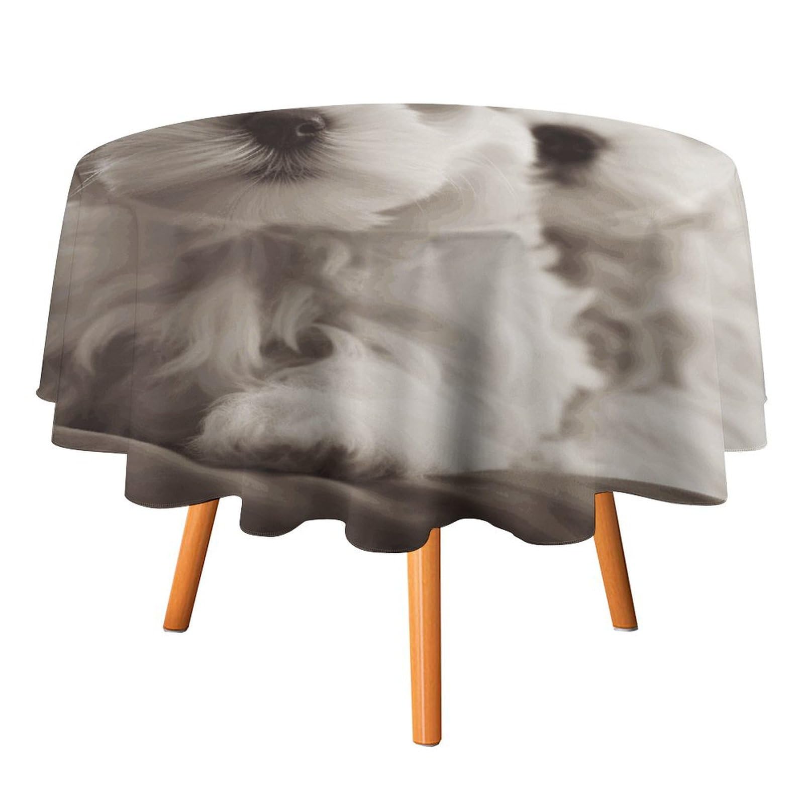 Nappe de pique-nique ronde motif chiot maltais imperméable pour repas en extérieur