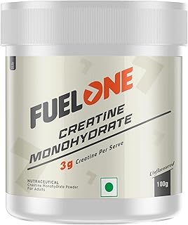 FUELONE Creatine Monohydrate (Unflavoured, 100g, 33 Servings) | Micronized & Instantized Formula