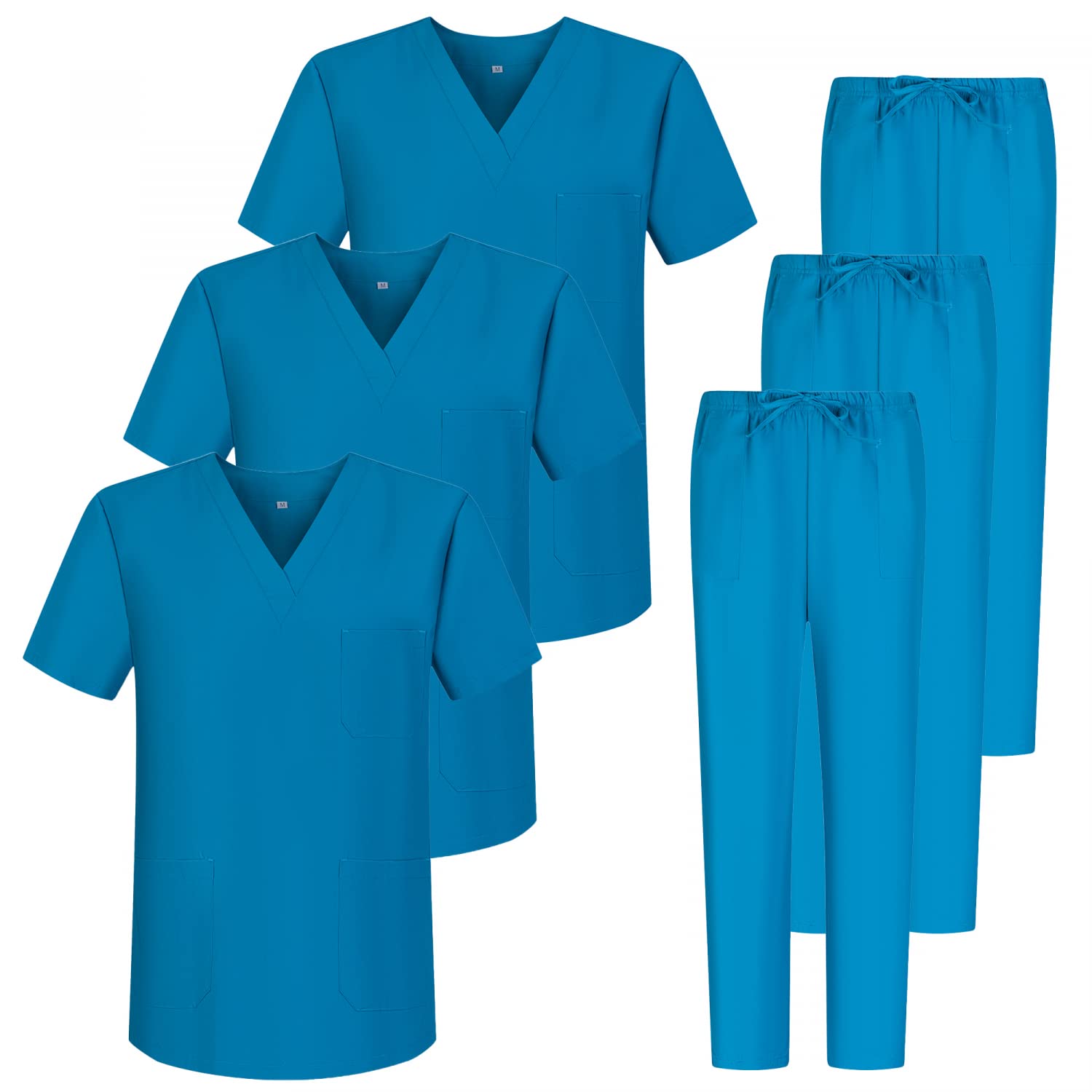 MISEMIYA - Pack * 3 Sets - Unisex Sanitary Uniform Medical Sanitary Uniforms Sanitary Sets 3-817-8312 - Medium, Turquoise 68