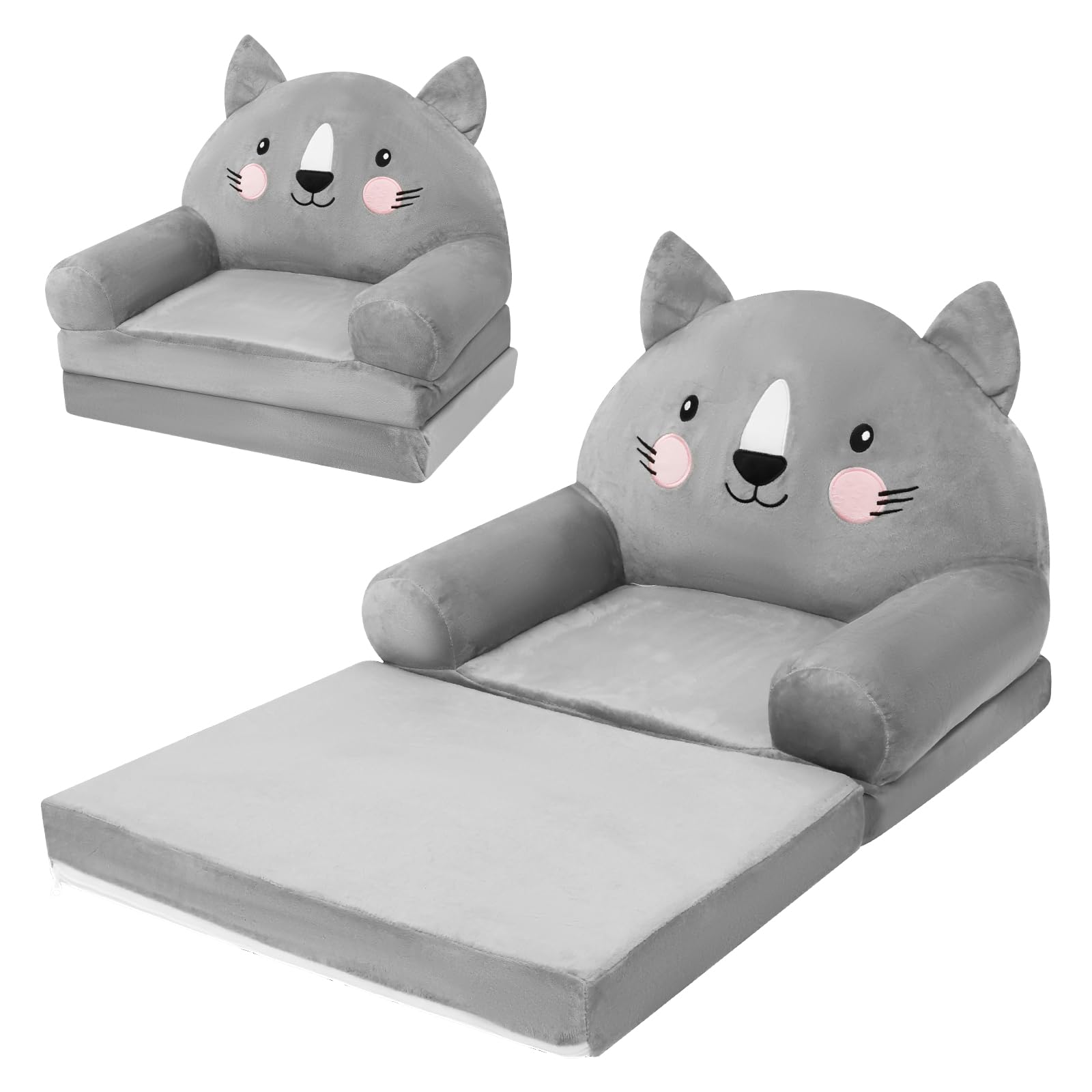 Canapé pour Enfants Pliant 2-en-1 Canapé de Jeu pour Enfants, Chaise pour Enfants avec Fonction Sommeil, Mini Canapé Doux et Robuste, Chaise de Pont Convertible en Canapé de Jeu, Fauteuil