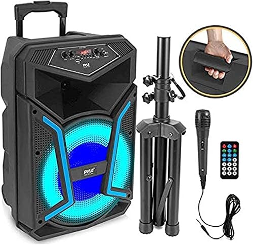 Sistema de altavoces PA Bluetooth portátil, 800 W, altavoz Bluetooth para exteriores, sistema PA portátil con micrófono, luces de fiesta, lector de