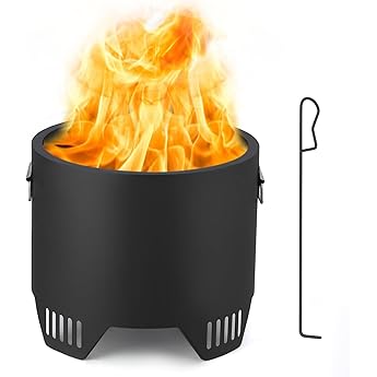 27 inch Low Smoke Outdoor Mini Fire, Outdoor Stainless Steel Smokeless Fire Pit, for Backyard, Camping, Picnics, with Firehook