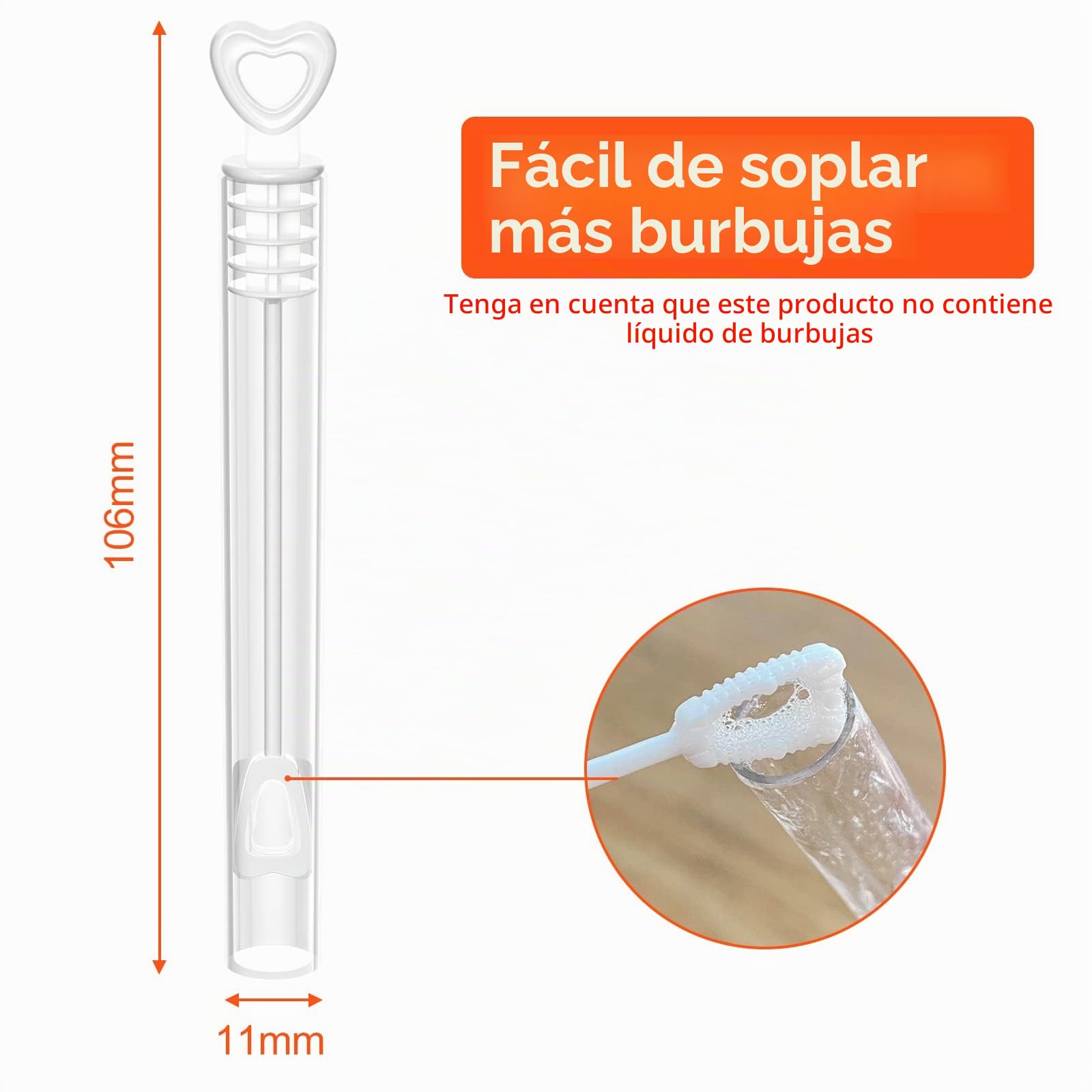 Gvolatee 48 Juego de pompas de jabón para Boda en Blanco sin líquido de Burbujas, con asa de corazón, Encantador para Boda, Bautizo, cumpleaños, Compromiso, Fiesta no Contiene líquido de Burbuja