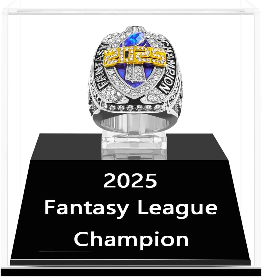 2025 Fantasy Football Championship Ring Heavy FFL Champion Trophy Ring Gold Silver Tone Plated Award Trophy for Fantasy Football League Winner