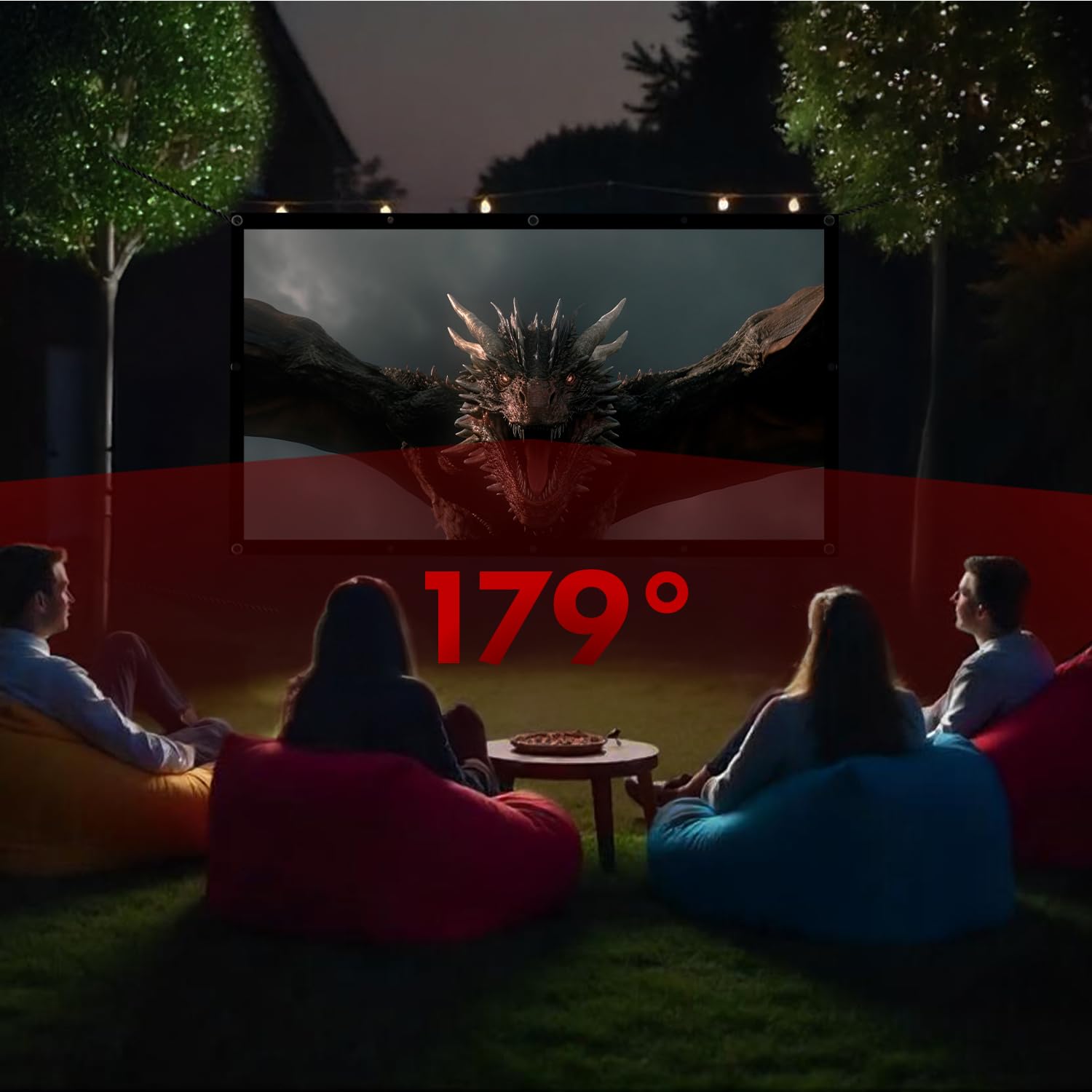 Maclean Pantalla de Proyección Portátil | Pantalla de Poliéster con Borde Negro de 25 mm | Ángulo de Visión de 179° | Fácil Instalación (150", 330x187cm, 16:9)