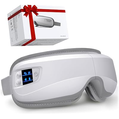 Eye Massager with Heat & Bluetooth Music, Fathers Day Birthday Gifts for Men Women Her Him, Heated Eye Mask for Migraines Relief, Reduce Strain, Headache Relief and Improve Sleep, Eye Care Device
