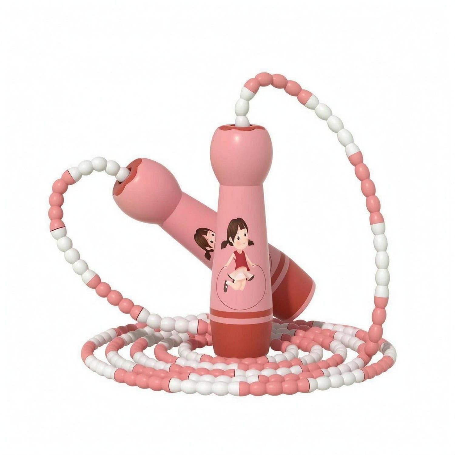 Cartoon Handle Children's Jump Rope Girl 3.0M Beaded Pink | Adjustable Length Handle Included Item Pink Girl 3.0M Beaded-image-30