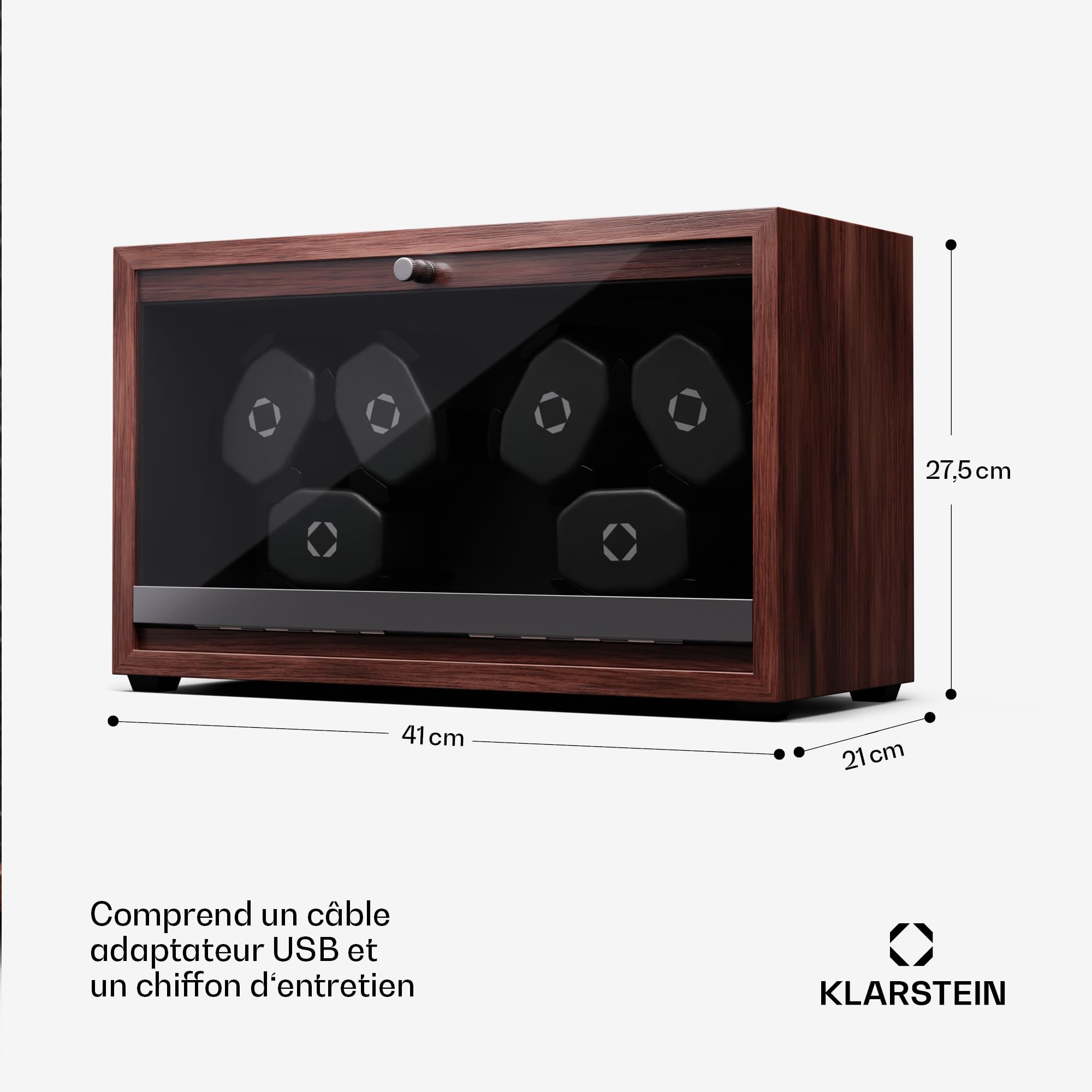 KLARSTEIN Remontoir de Montre pour Montres automatiques, Remontoir de Montre Automatique pour 1 Montre, Remontoir de Montre Automatique avec Porte en Acrylique, Remontoir de Montre Automatique