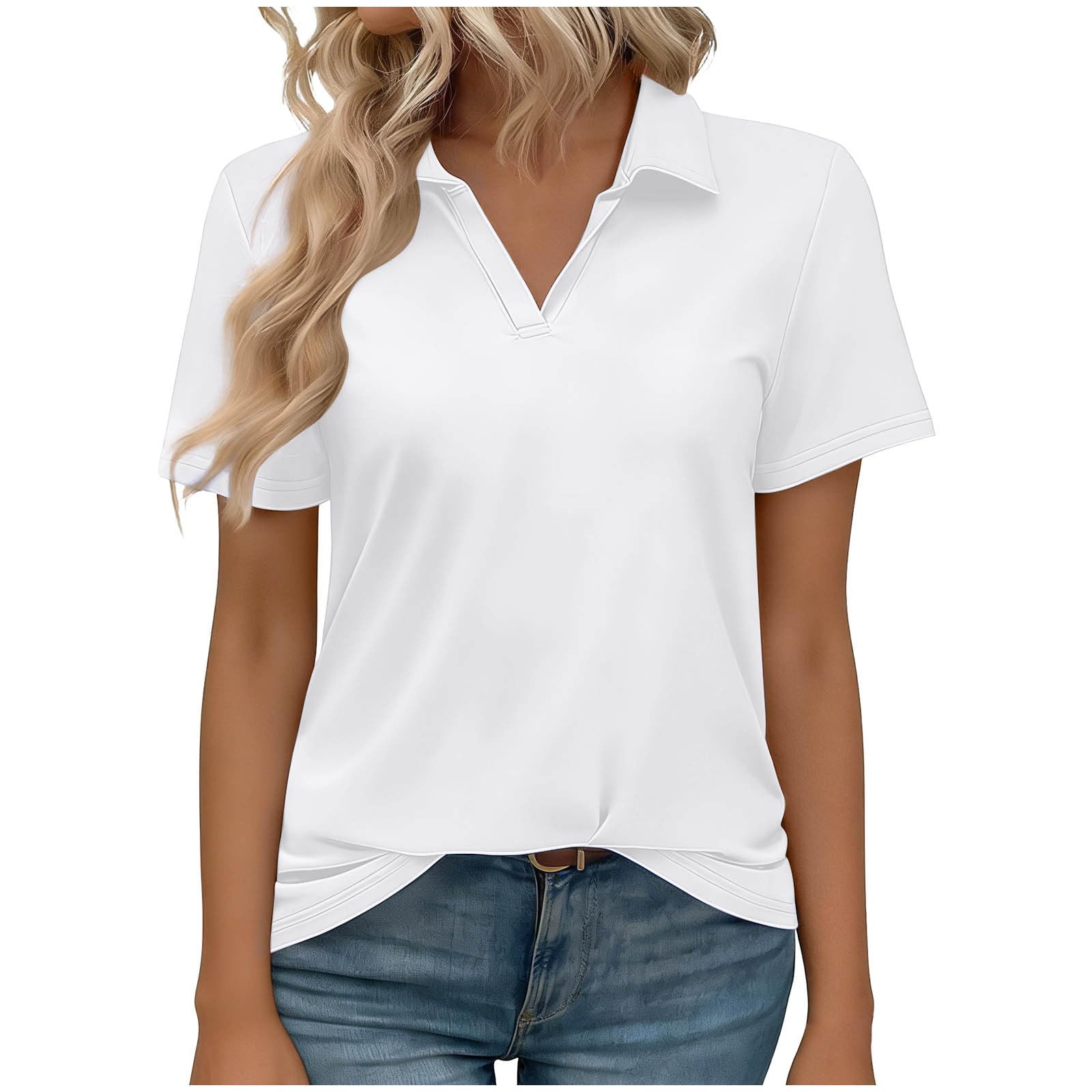 Women's Golf Shirts Short Sleeve Polos Collared Tennis T Shirt Dressy Casual V Neck Business Tunic Top Summer Tshirt