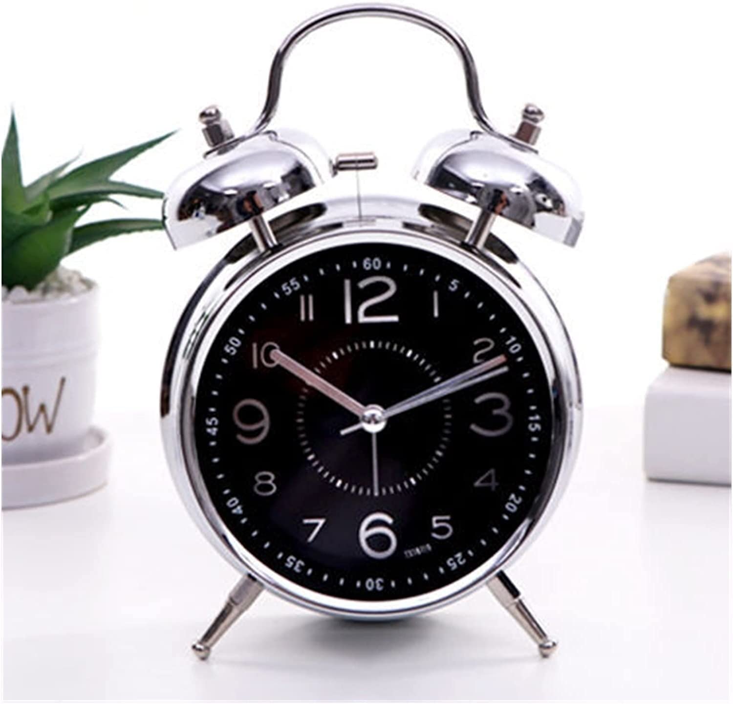 SBZIOJHDR alarm clock, alarm clocks bedside for bedrooms,Metal Alarm Clock Student Luminous Mute Creative Simple Bedside Super Silent