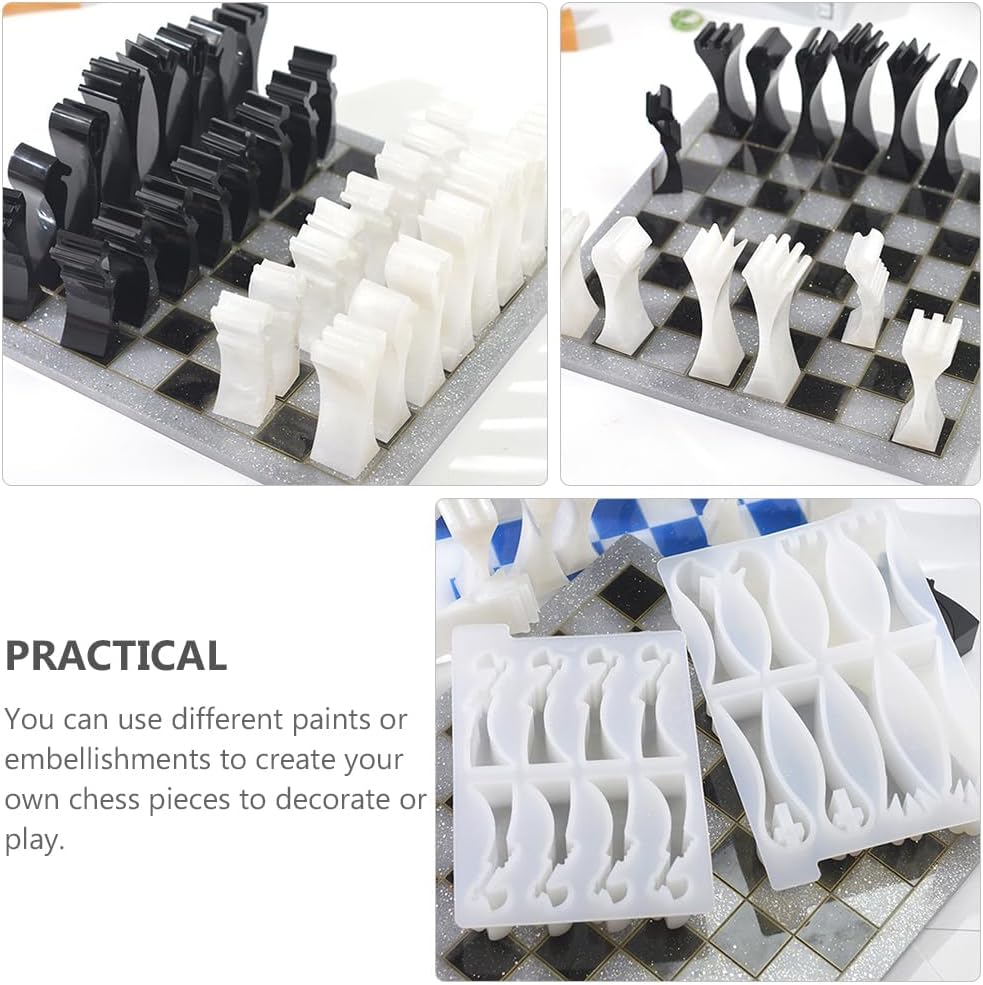 ARTIBETTER Chess Piece Silicone Mold Set King and Soldier 2Pcs 8.03X5.27X1.10In Flexible Reusable Smooth Surface for Epoxy Resin Crafting Diy Chess Pieces Mold