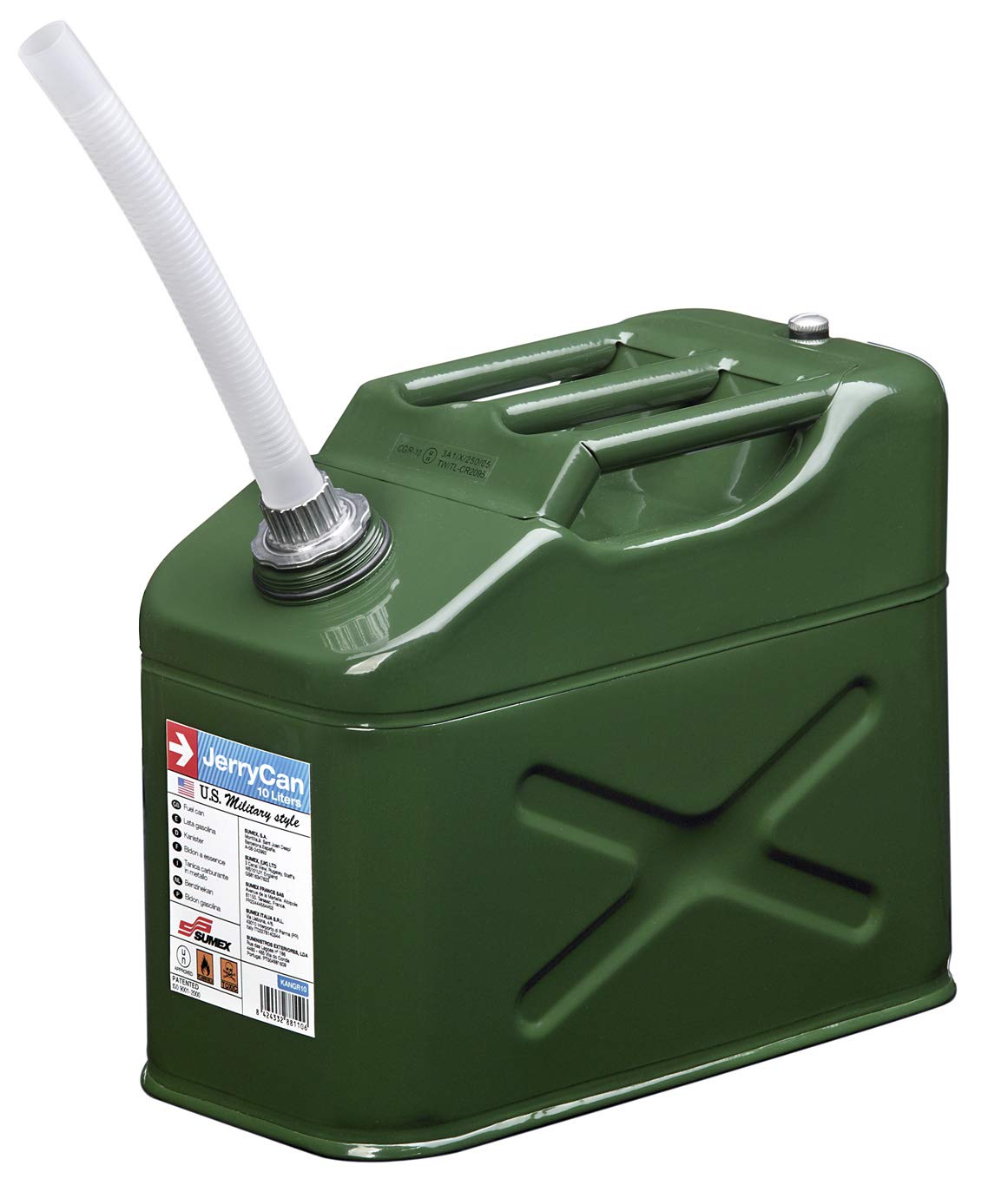 S SUMEX Bidon Jerry Can En Acero Galvanizado, Verde Bidón Estilo Militar 10 litros