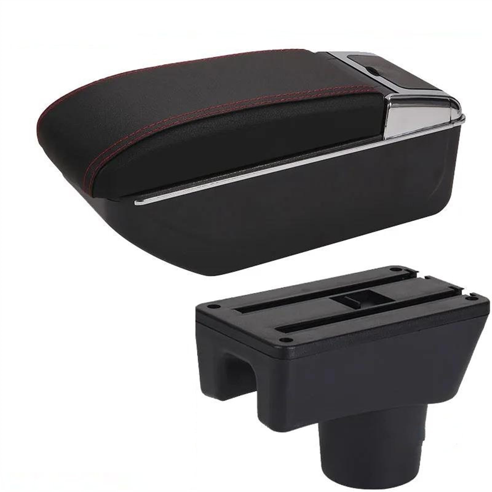 NOHEEU Car Armrest Box Retrofit Parts Accessorie Storage For Attrage For Mirage(D1 Black red No USB)
