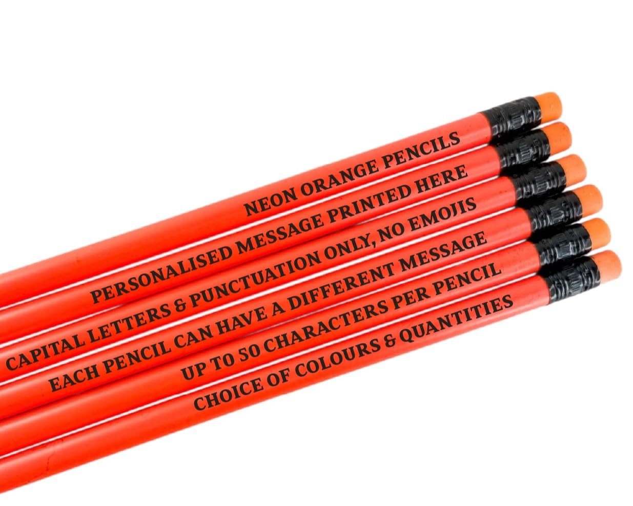 Personalised Pencils - Choice of Colours and Quantities (Neon Orange, 200 Pencils)