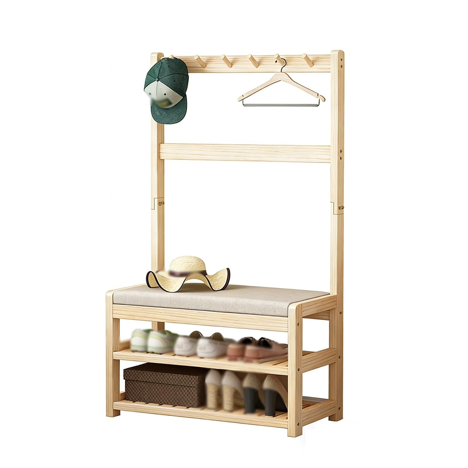 Arbre d'entrée en bois massif Sto, meuble de rangement durable et noble pour couloir
