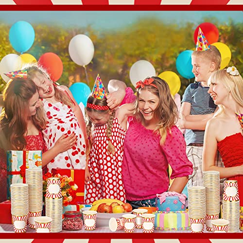 100 Pcs Circus Party Supplies Circus Cups Carnival Party Paper Cups Carnival Disposable Party Cups Red And White Stripes Cups For Dinner Picnic Juice Coffee Milk Carnival Birthday Party Supplies, 9 Oz #TOP5