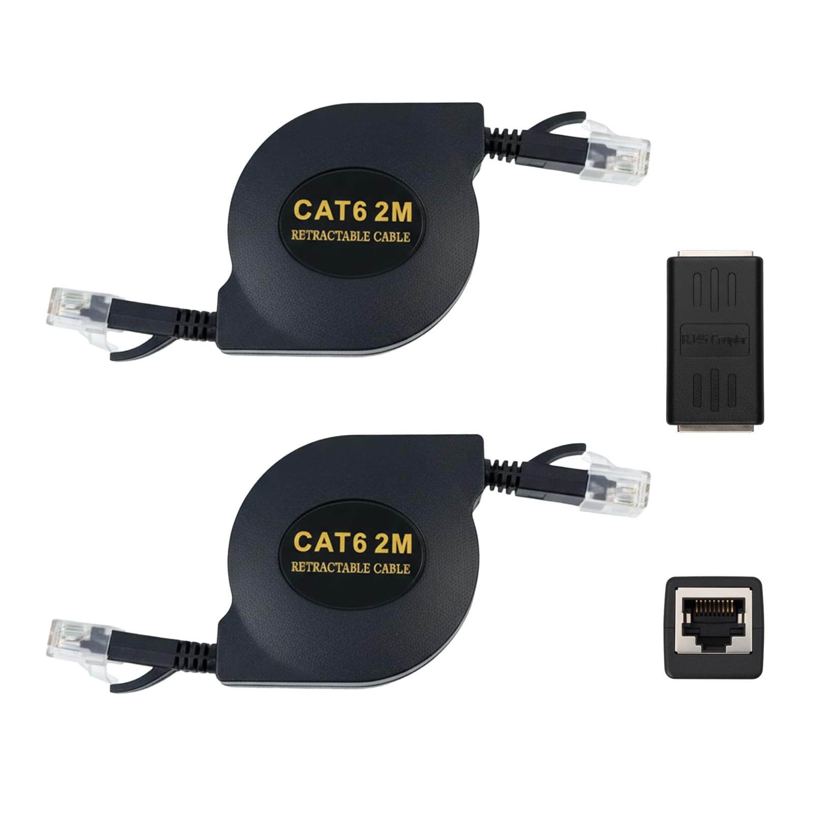Cavo Ethernet retrattile CAT6 da 2 m con porta connettore RJ45, confezione da 2
