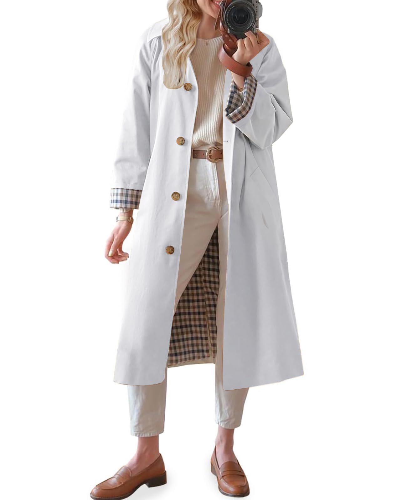 TITOMD Womens Long Trench Coat Spring Winter Outerwear Classic Collar 2026 Single Breasted Fashion Overcoat