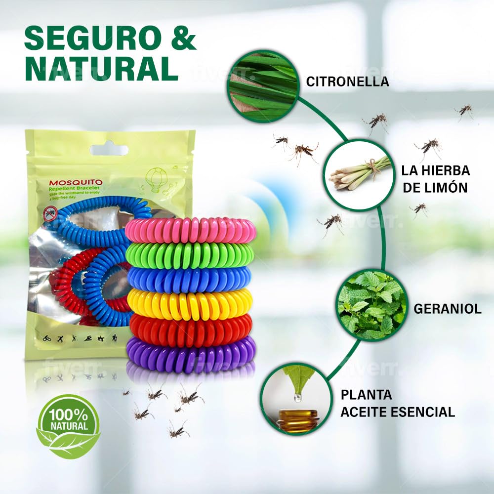 Pulseras Anti Mosquitos Multicolor Elastica con Citronela, Brazalete Repelente de Mosquitos e Insectos, Proteccion Exterior Interior, Larga Duracion, para Niños y Adultos (1, Amarillo)