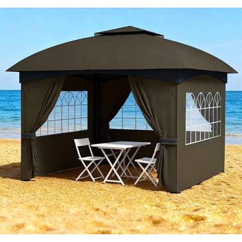 Elegant Double-Roof Outdoor Gazebo with UV-Resistant Canopy, Church-Style Windows, and