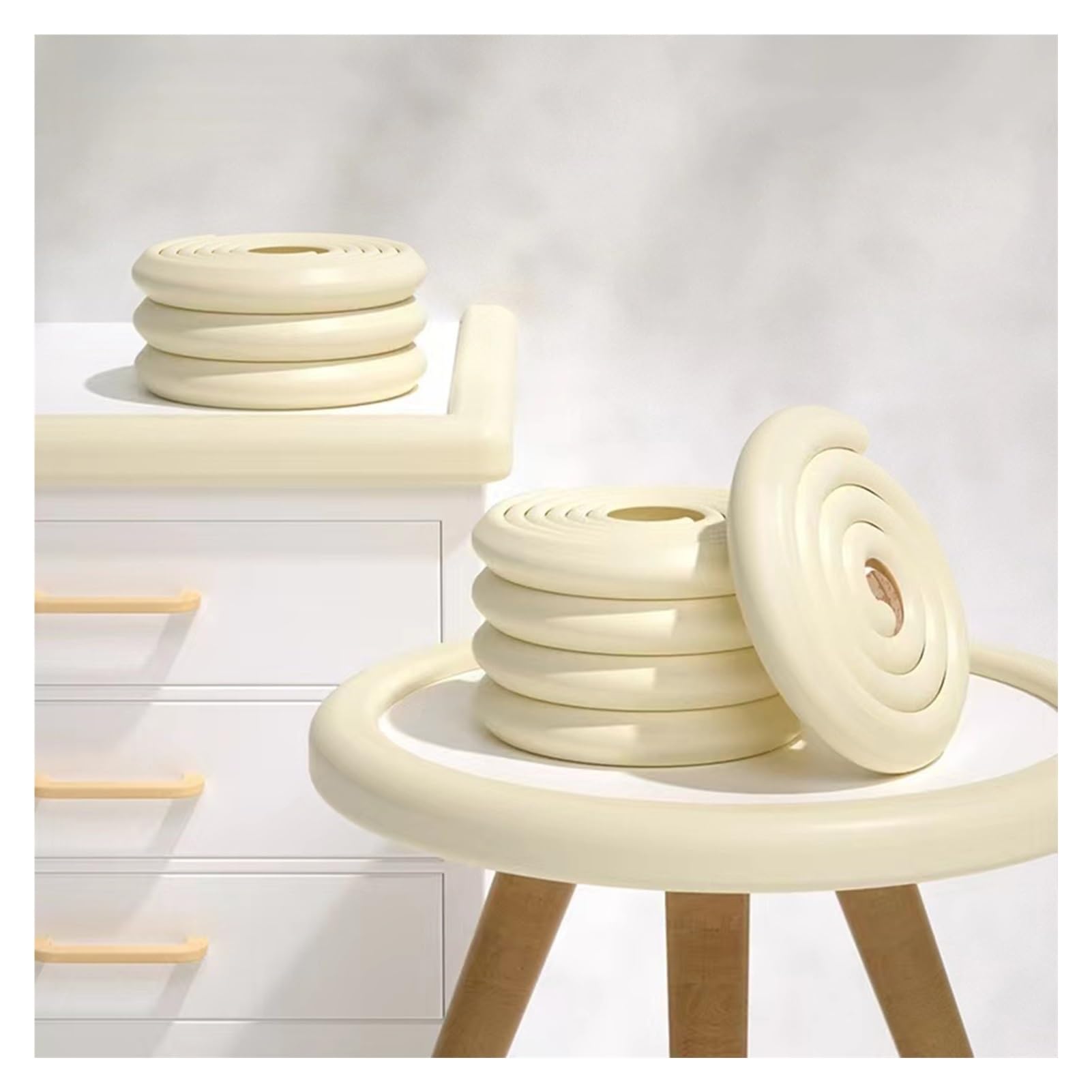 Protezioni paraspigoli, Imbottitura Proteggi Angoli per mobili, Tavolino, Scrivania, Cucina, Angoli acuti, Paraurti di Sicurezza Fai da Te (Whitea 10m)