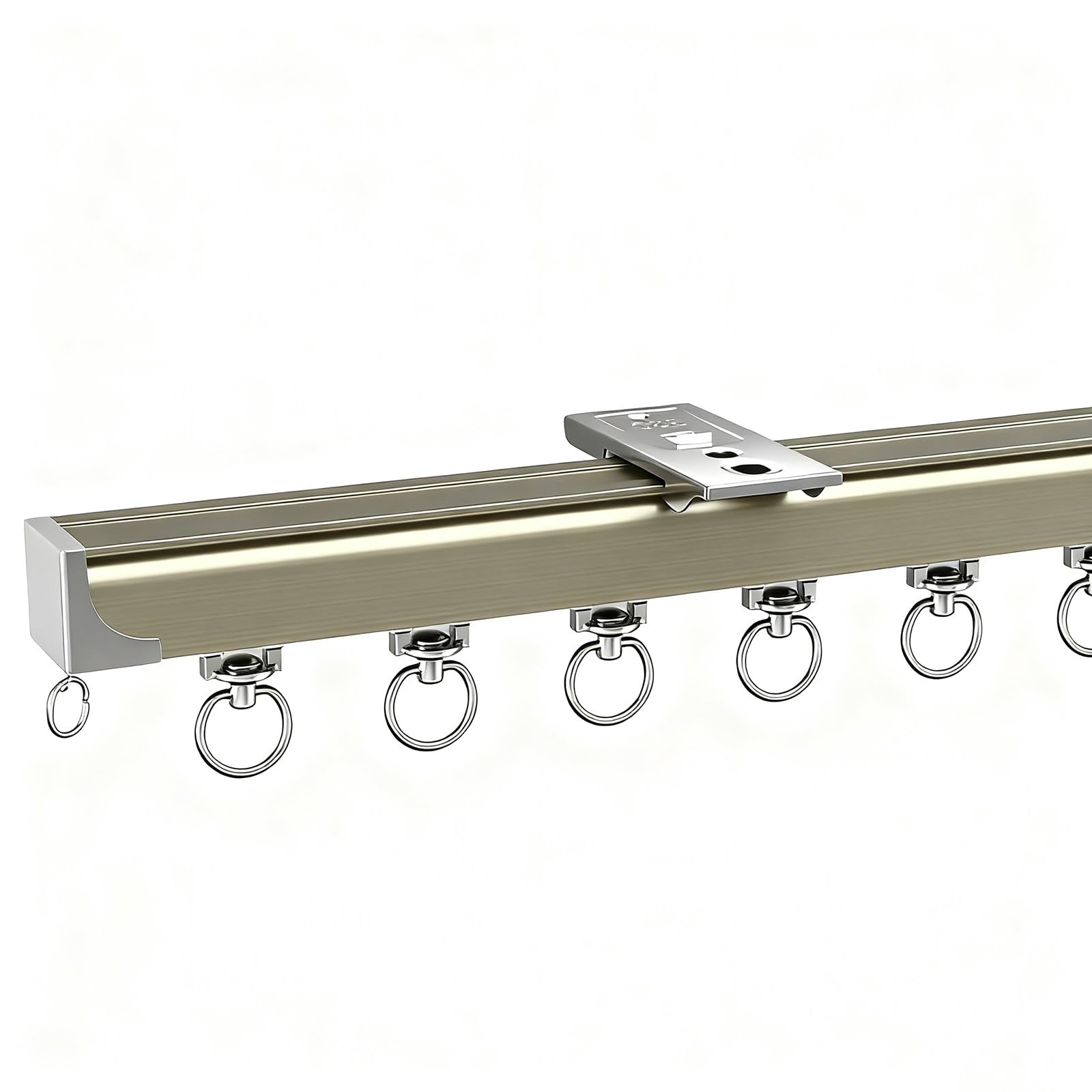 Riel de Cortina de Techo de Aluminio Barra de Cortina Resistente Riel para Cortinas con Accesorios para Hogar Oficina Dormitorio 1m-6m(Gold,1.8m)