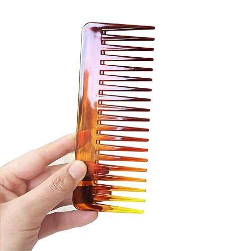 Miniatura 4 de 2 peines de dientes anchos, peine desenredante de cabello grande de 6.3 pulgadas, peine de ducha para cabello rizado, cabello húmedo y seco, sin