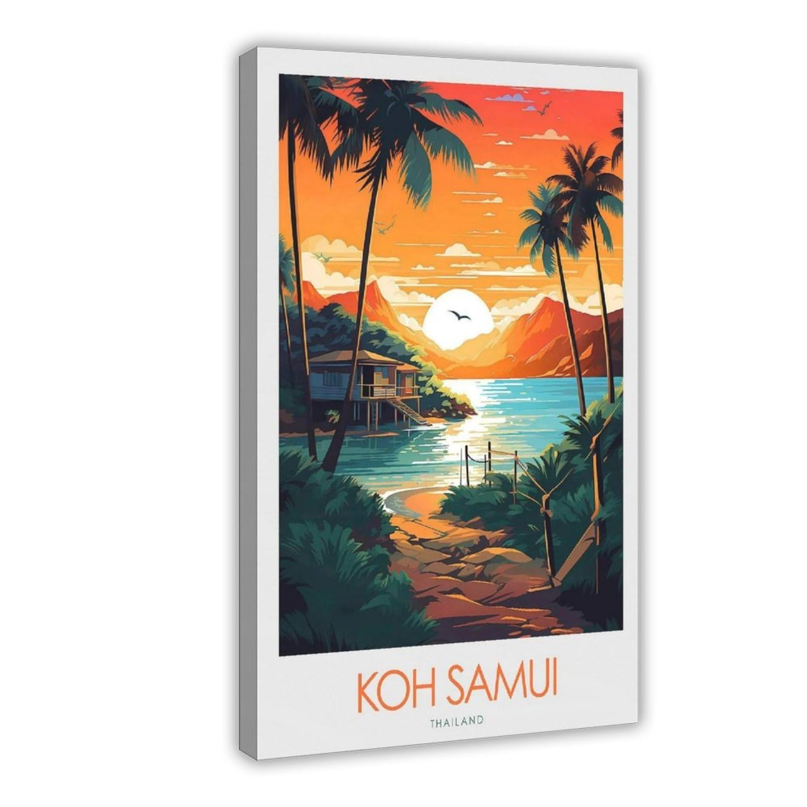 QOGDAF Thailand Koh Samui Travel Canvas Poster Wall Art Decor Print Picture Paintings for Living Room Bedroom Decoration 12x18inch(30x45cm)