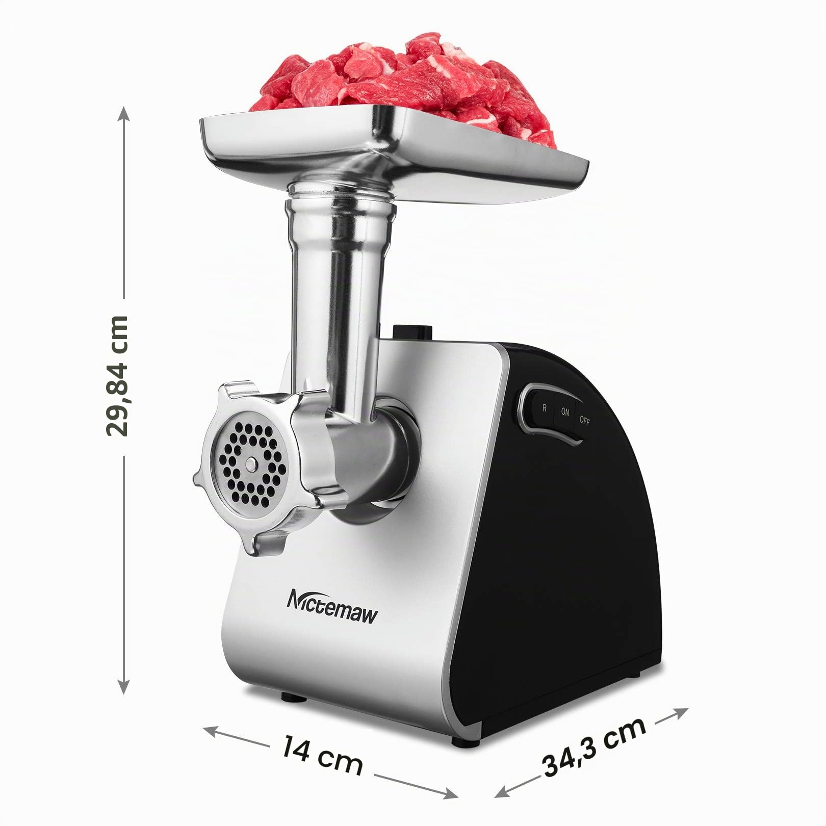 Tritacarne Elettrico Professionale 2000W con Insaccatrice e Accessorio Biscotti | 5 in 1 Macchina per Macinare Carne con 3 Dischi, 4 Lame e Accessori per Salsicce, Kibbe, Verdure e Dolci