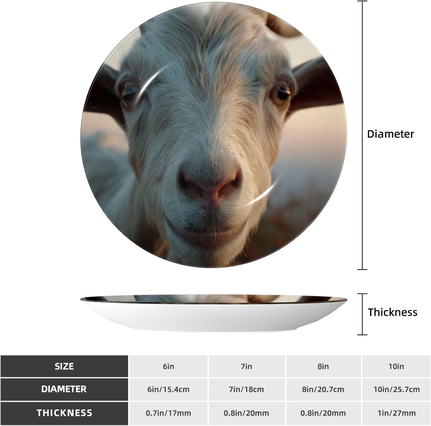 Decorative Plate 10in Dessert Plate Ornament Ceramic Plates with Display Docile Goat Bone China Decorative Plat Stand Hanging Porcelain Plate for Home Wall Decor