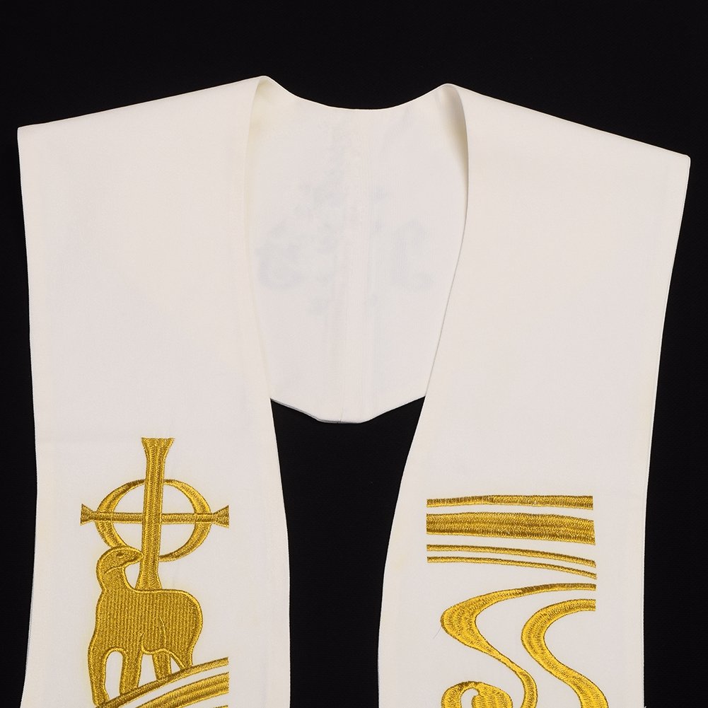 BLESSUME Church Stole Priest - Estola redondeada bordada multicolor