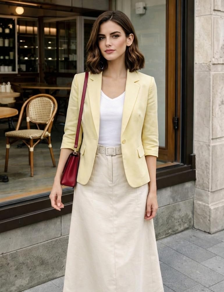 Kinghua Womens Linen Blazer Spring Summer Casual One Button Lapel Half Sleeve Business Work Linen Blazers Suit Jackets