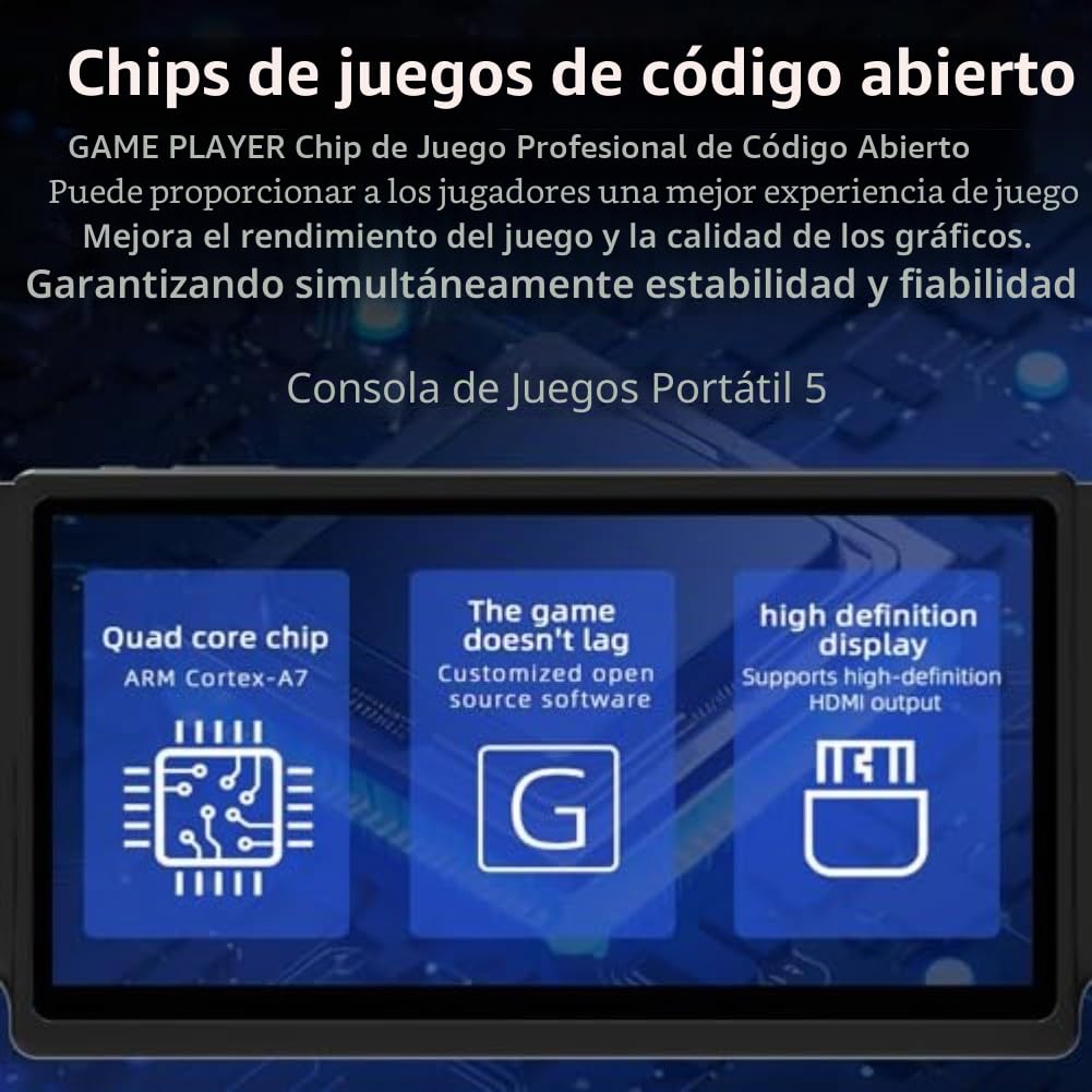 HC8000 - Consola de juegos portátil retro con pantalla IPS de 7 pulgadas, 15000 juegos clásicos, 64 GB expandible a 256 GB, batería de 5 horas para juegos portátiles (blanco)