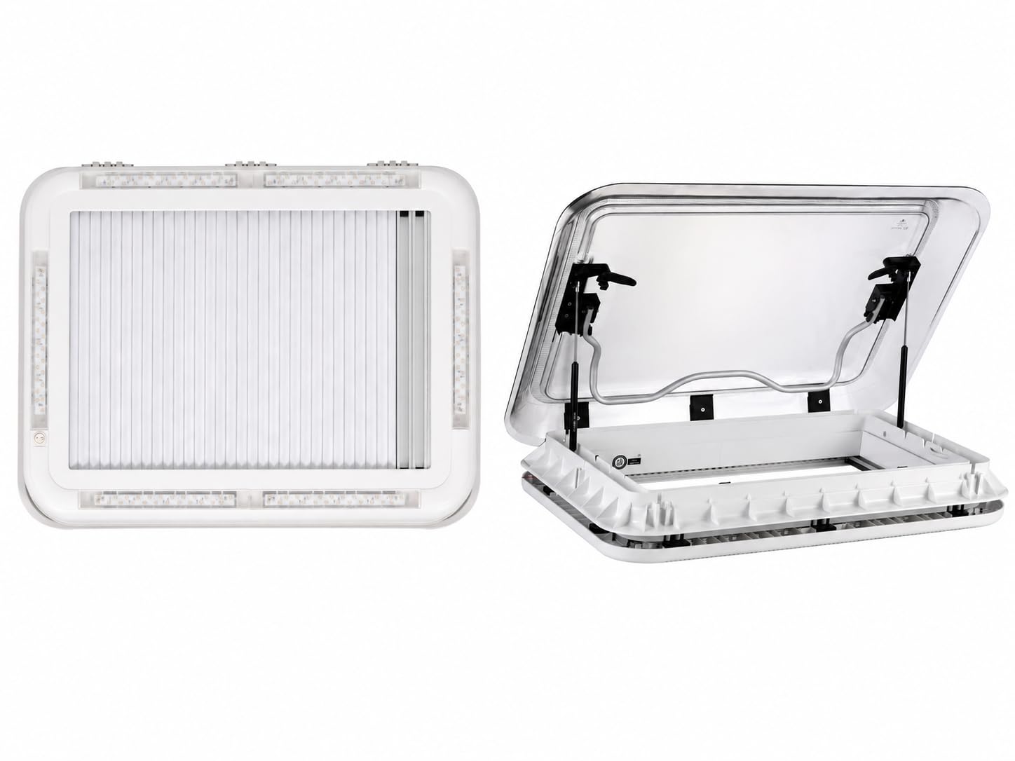 Claraboya Camper 70x50 cm Transparente Ahumada con Oscurecedor y Mosquitera, Ventana de Techo para Caravana, Autocaravana y Furgoneta Camper, Homologación 43R