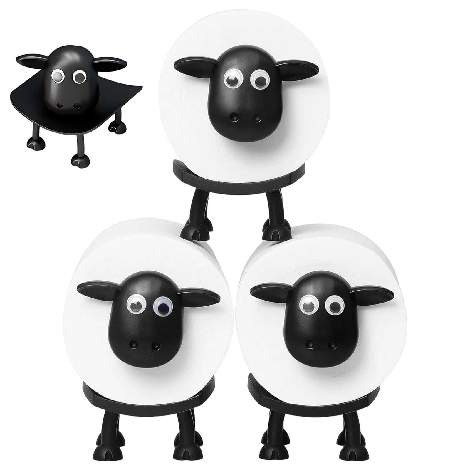 3 Pcs Sheep Toilet Roll Holder, Adorable Animal Toilet Roll Holder, Novelty Toilet Roll Holders 3 Set, Charming Bathroom Accessory, Sheep Gifts for Housewarming and Home Decor
