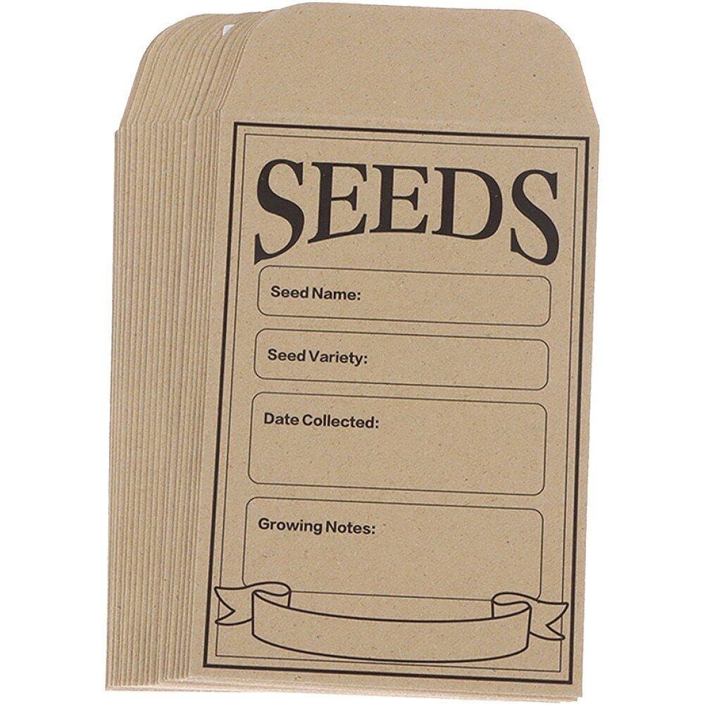 50 Sobres De Papel Kraft Autoadhesivos Para Semillas, Tamaño 8x12 Cm, Ecológicos Y Reutilizables