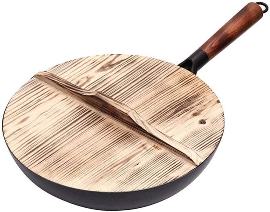 Saute Pans,Carbon Steel Wok with Lid, Handmade, Uncoated, Does Not Rust, Nonstick Pan, for Electric, Induction and Gas Stoves