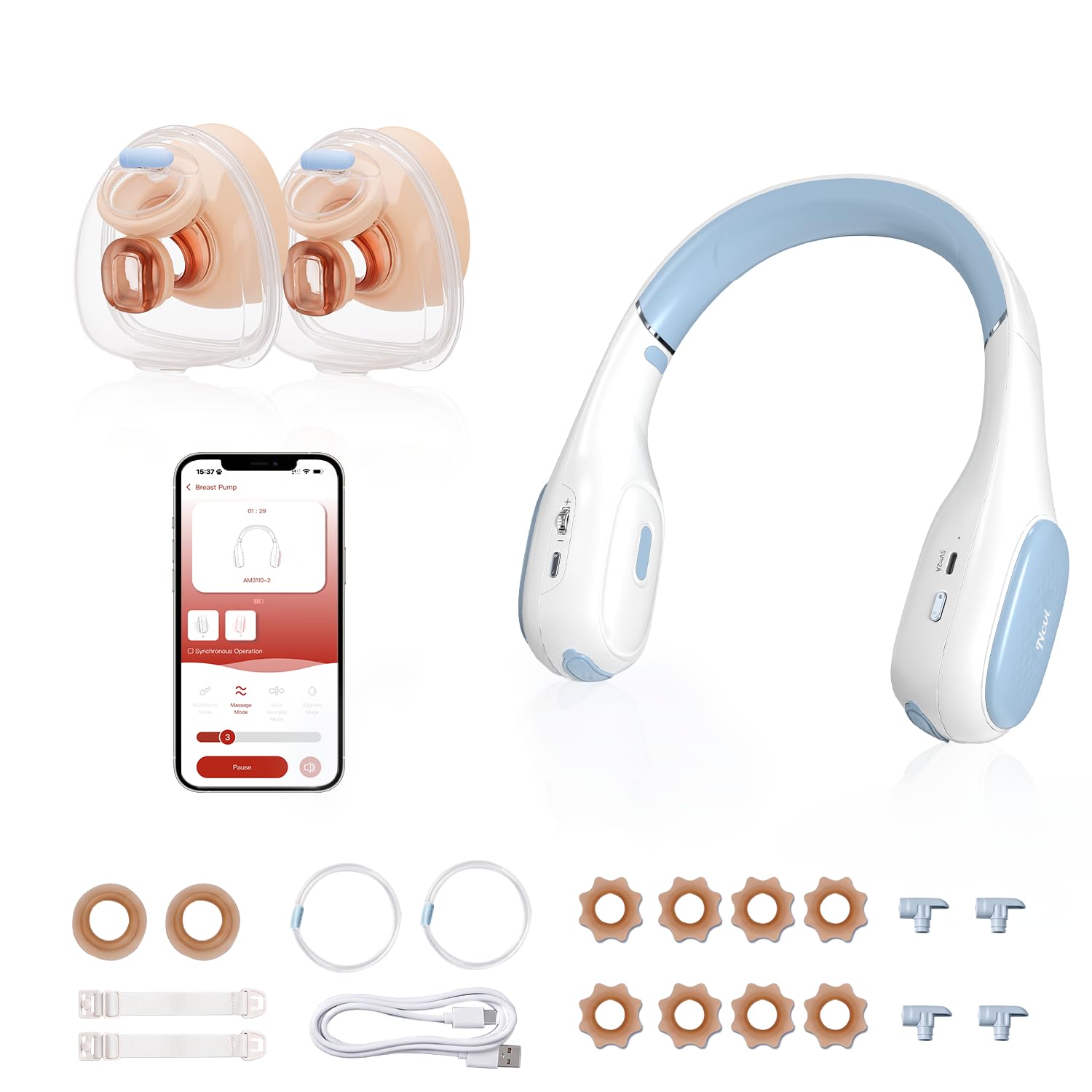 NCVI Wearable Neck Breast Pump App Control