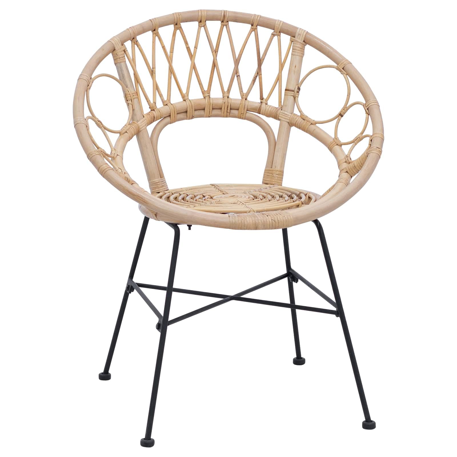 Rattanowe żelazne minimalistyczne do jadalni Round Brązowy 49 x 51 x 81 cm