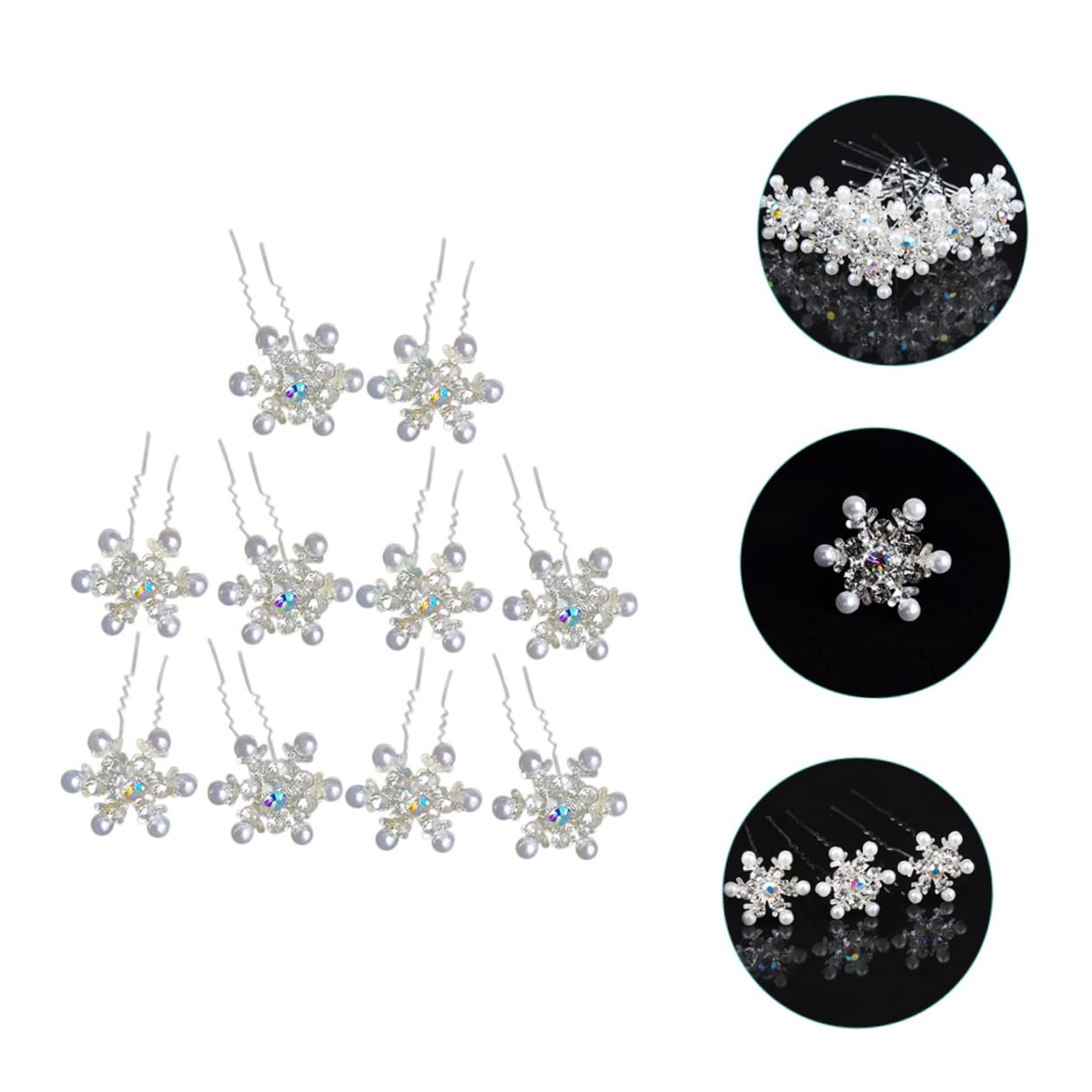 Housoutil 50 Pcs horquilla de pelo de de nieve cabello rosa accesorios para el cabello de mujer horquillas de diamantes de imitación pasador de pelo de la boda pasador de pelo nupcial