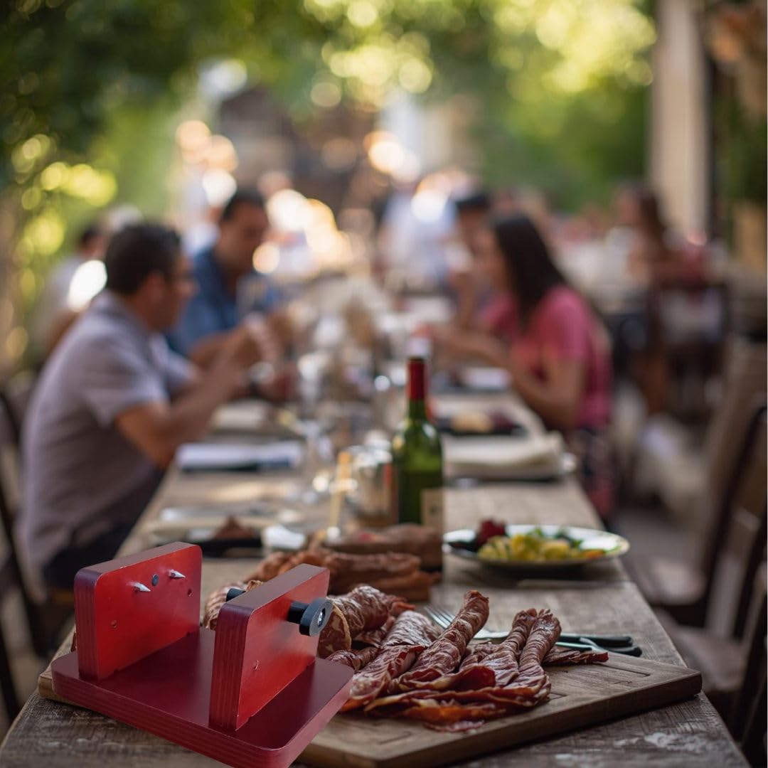 Soporte Jamonero con Cuchillo y Chaira | Kit para Cortar Mini Jamones, Tacos de Jamón y Jamón Asado y Deshuesados | Prensa de Fijación con Base Antideslizante | Maxima Estabilidad.