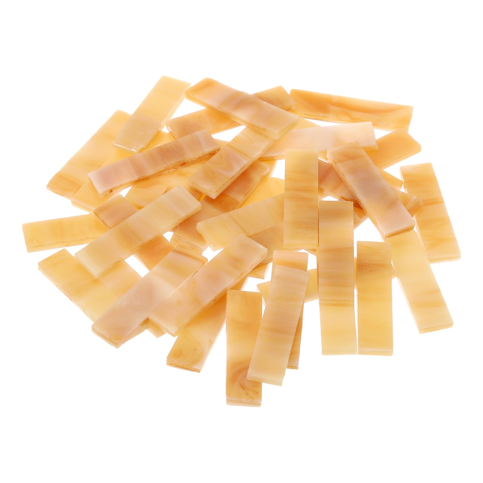 sourcing map Rectangular Mosaic Tiles Stained Glass Strips, 1.57" x 0.4" Khaki Glass Pieces 200g/7.05 oz Mosaic Tile Making Supplies for DIY Handmade Crafts and Home Decoration