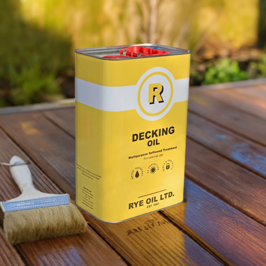 Rye Oil Ltd Clear/Light Tan Decking Oil 5L - Softwood Treatment - In Tin