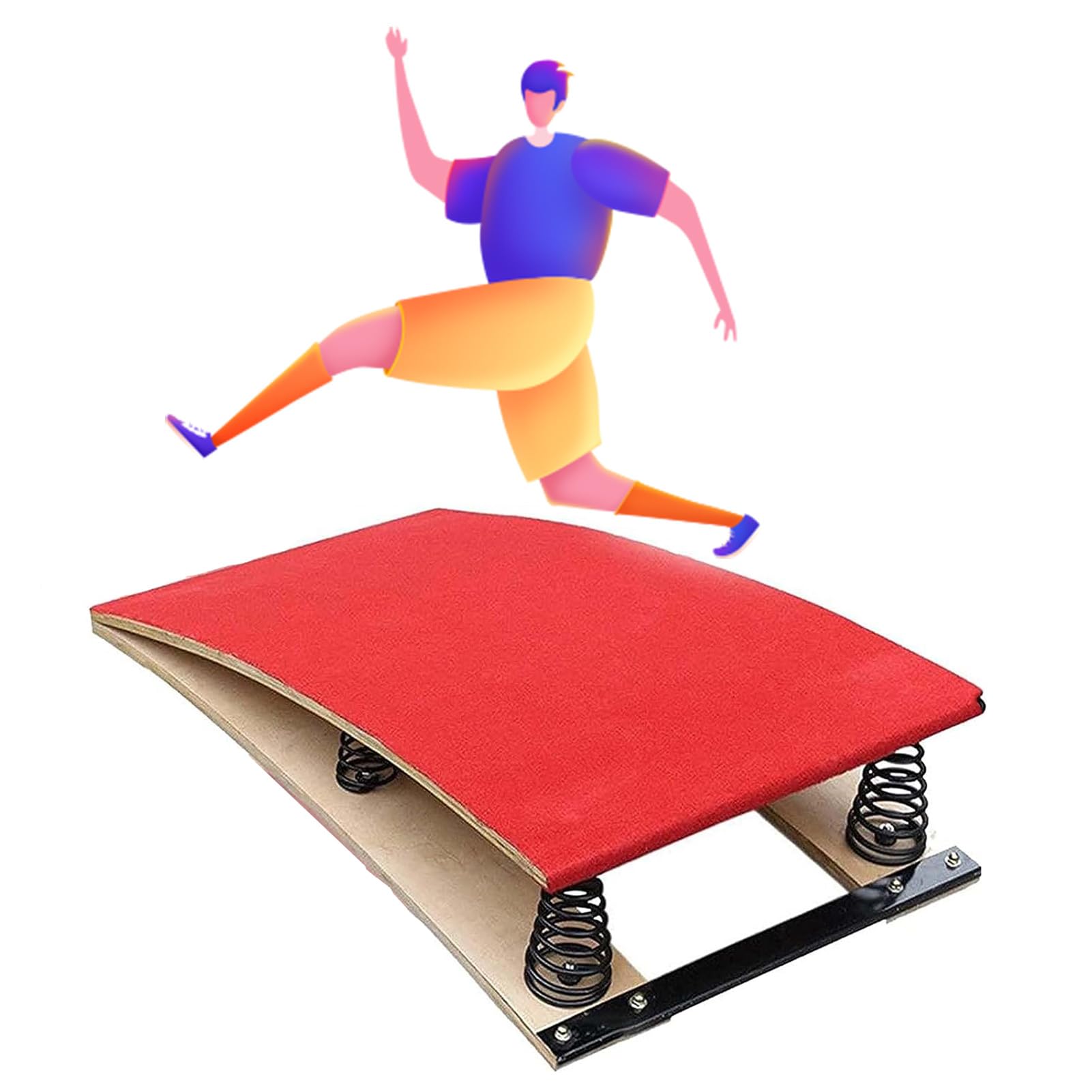ZARBAILRE Gymnastics Springboard 4 Springs, Thickened Curved Hardwood Spring Board, Gymnastics Springboard with Non Slip Mat, Vault Equipment for Practice Dismount Landings