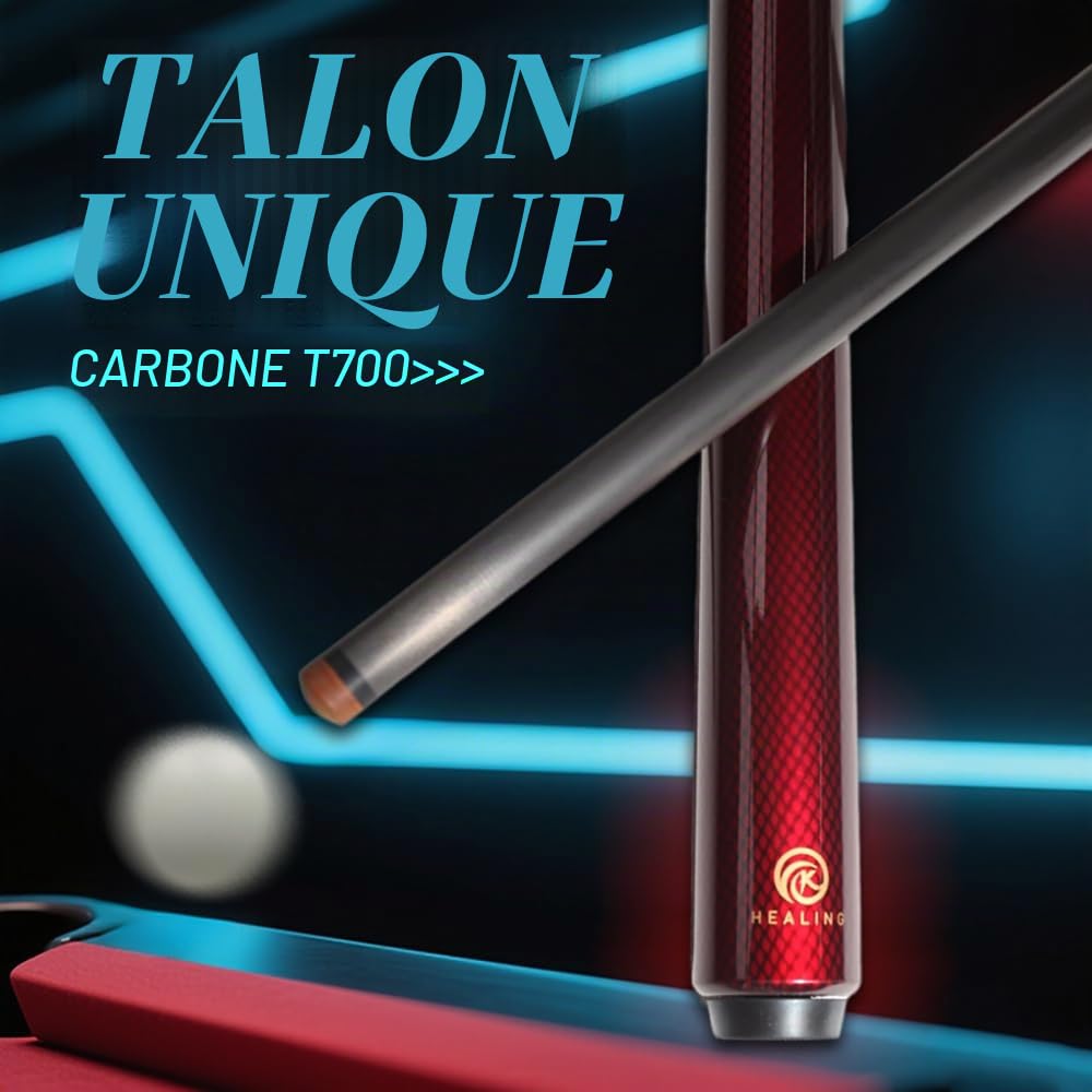 OKHEALING Queue de Billard, 58" 19 oz, 1/2 Joint Carbon Fibre Pool Cube Stick, 12.4mm (Play Cue) (Unilock)